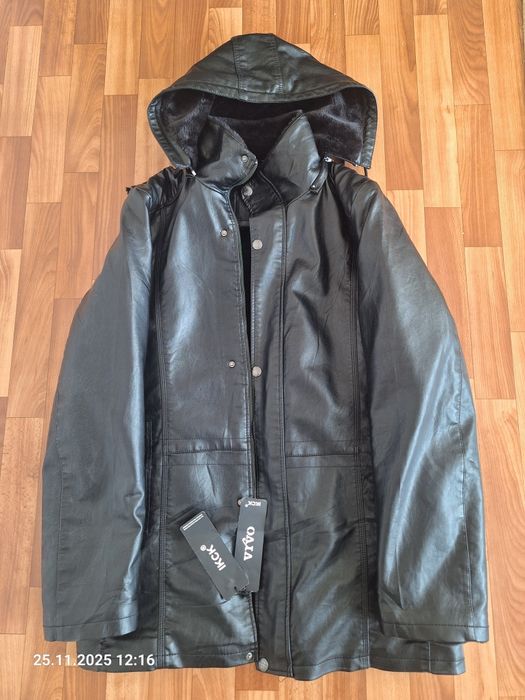 Куртка кожанная с капюшоном