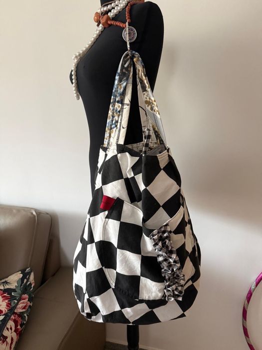 Деним чанта две лица шопър хенд мейд