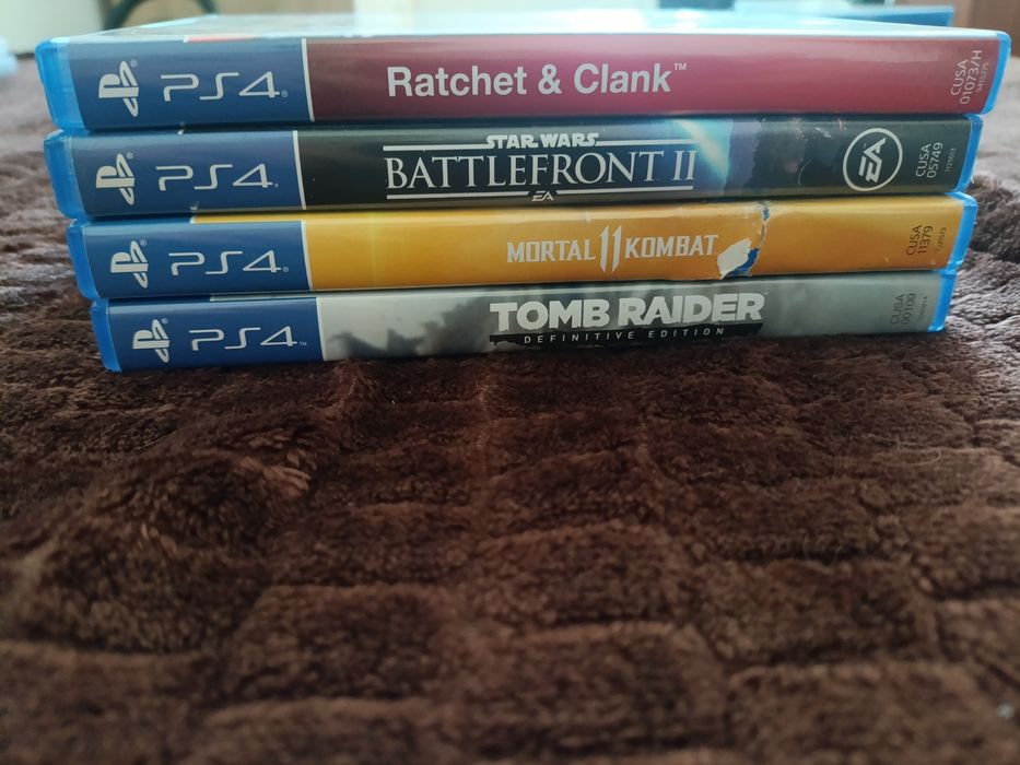 Jocuri PS4, Rachet and Clank, Star Wars Battlefront 2, Mortal Kombat 11, Tomb Raider Definitive Edition
