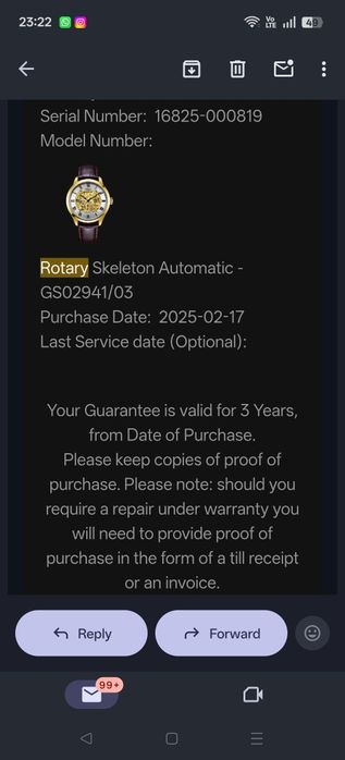 Vand ceas  Rotary GS02941/03, Automatic, 42mm, 5atm