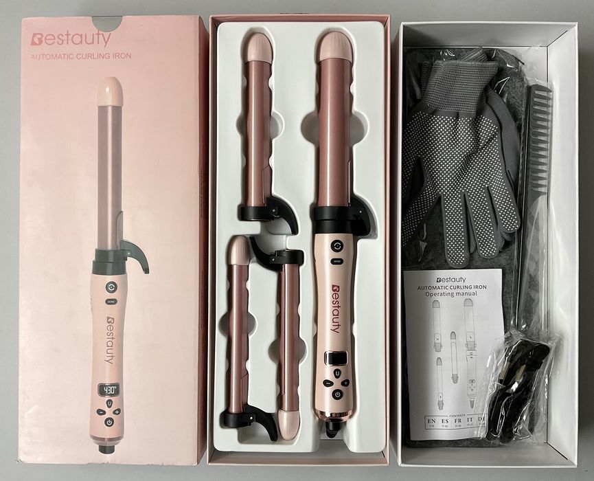 4в1 ВЪРТЯЩА СЕ маша за къдрене от керамичен турмалин, LCD дисплей