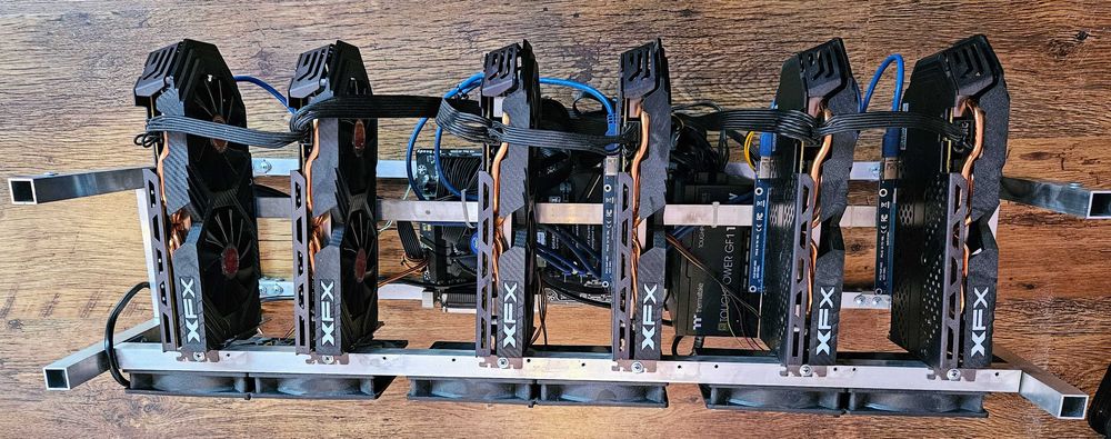 Майнинг риг със 6 карти rx580 8GB Mining rig ETH Копачка