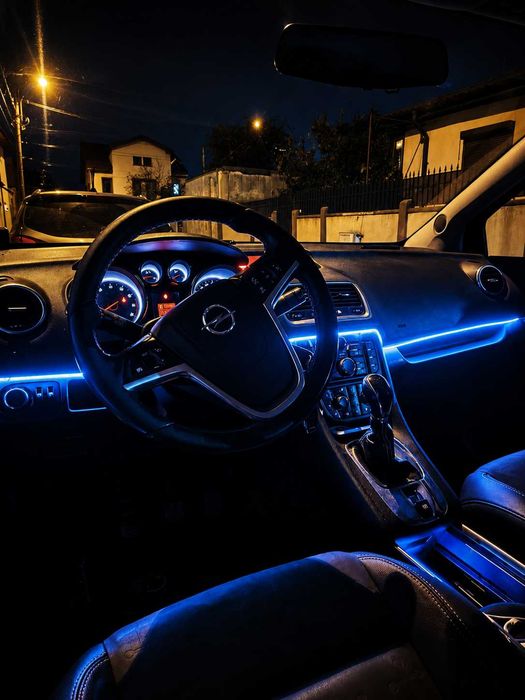 Kit 2 benzi LED auto Symphony RGB LED, lumini ambientale acrilice , efect curcubeu, Bluetooth, USB, 110 cm + 35 cm