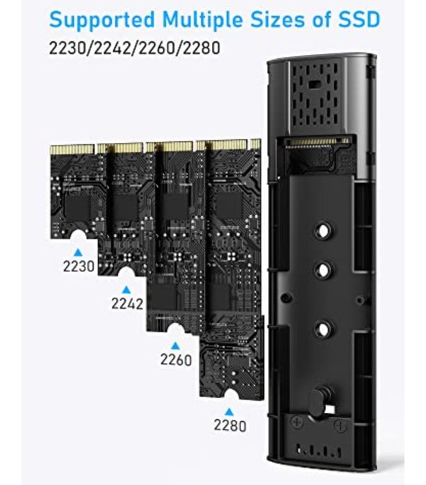 Rack SSD M.2 NVME SSD Enclosure, Beikell USB C 3.2 Gen 2*1 10Gbps M.2