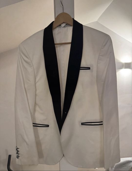 Sacou alb de vara smart casual