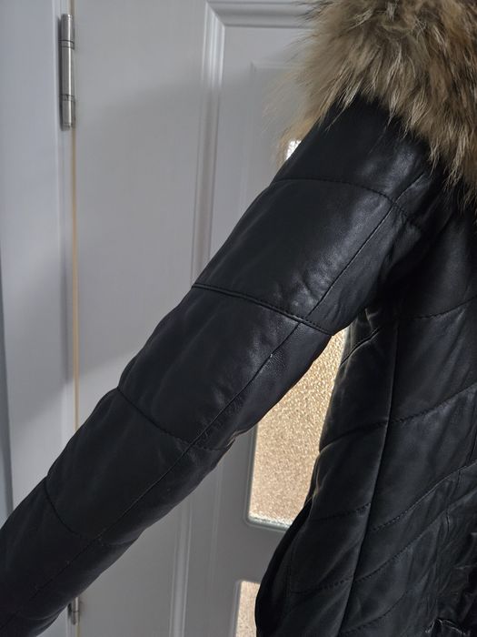 Яке от естествена кожа с лисича яка