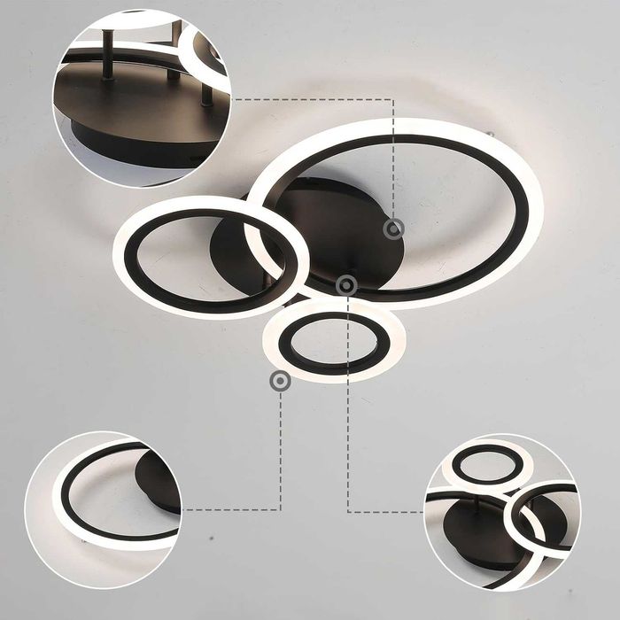 Абажур полилей плафониера 42W LED лампа стена 3 вида светлина бяла