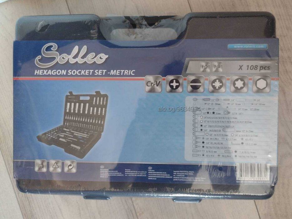 Комплект гедоре 1/2”-1/4”108 ЧАСТИ SOLLEO