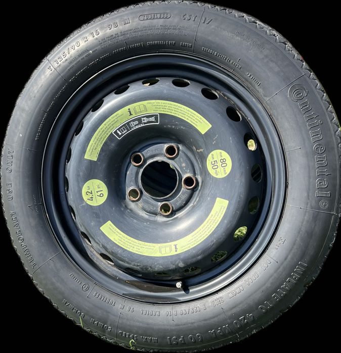 Vând [2 Roți de Rezervă Slim / Rachetă] Continental T125/90 R16 5x112 – Pentru Urgențe