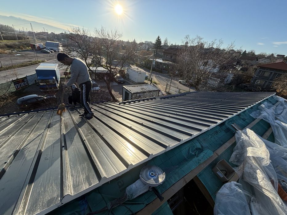 Ремонт на покриви Хидроизолация Изграждане на навеси Тенекеджийски усл
