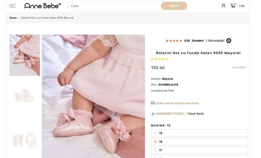 Balerini roz sidefat cu funda saten Mayoral marimea 16