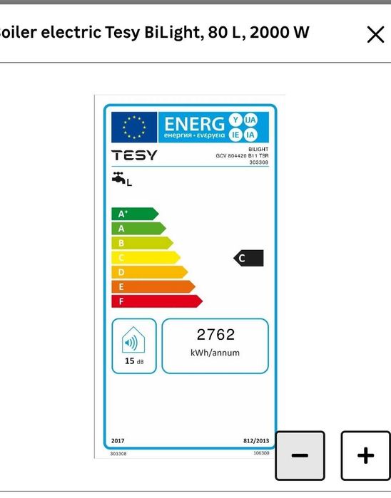 Boiler electric Tesy biLight 80 litri