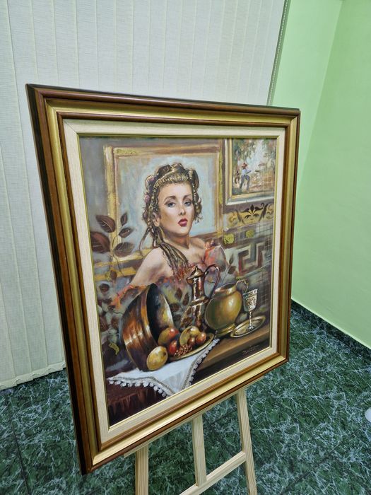 Изключително красива антикварна авторска картина масло върху платно