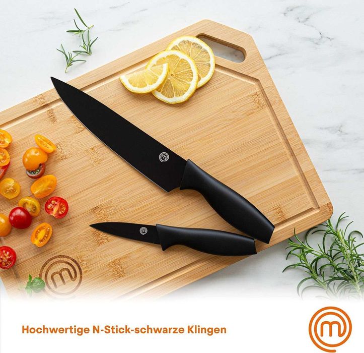 Комплект остри ножове MasterChef Остриета от неръждаема стомана, Мека дръжка, 6 части