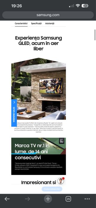 TV Samsung The Terrace, QLED, Ultra HD, 4K 189 cm