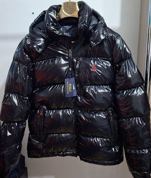 Geaca Polo Ralph The Gorham Glossed negru lucios umplutura puf calitat