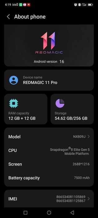 RedMagic 11 Pro/Nou/256GB/12 GB RAM/24 luni garantie Cooling system
