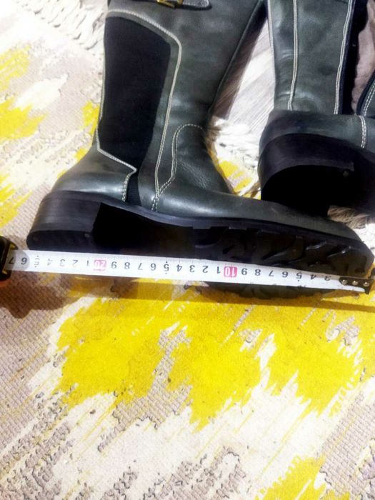 Сапоги кожаные с мехом! Цвет хаки! Размер 38