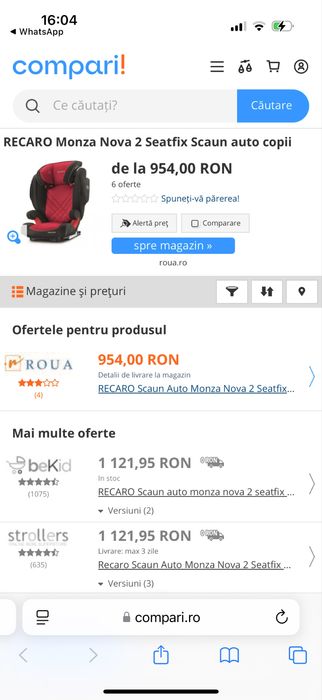 RECARO Monza Nova 2 Seatfix Scaun auto copii cu husa Recaro