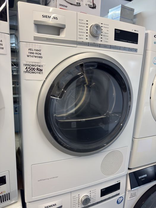 Uscător de rufe cu pompă de căldură Siemens WT47W5W0 (iQ700)
