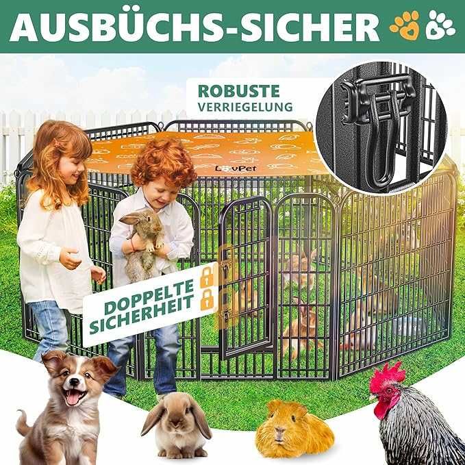 Кошара за игра на открито LovPet puppy, ​​кошара за животни XXL 8 Решетки Всяка 80 x 80 см