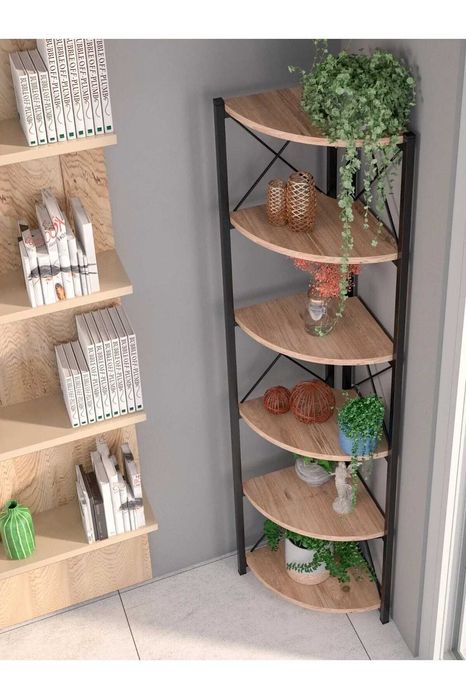 Ъглова етажерка- два цвята