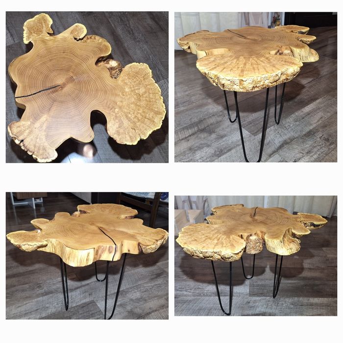 Masa cafea lemn masiv si rasina epoxidica