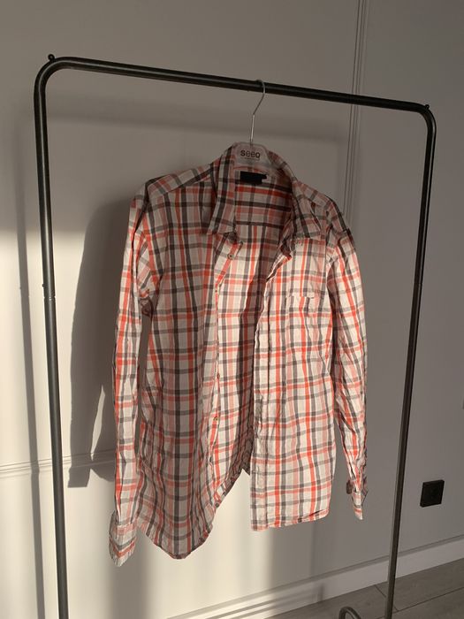 рубашка в клетку оранжевая