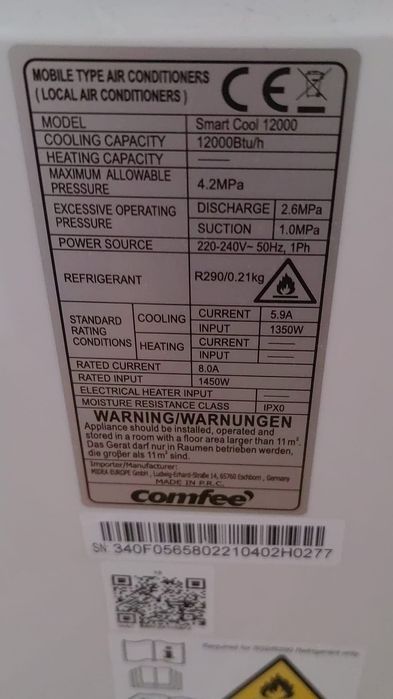 Aer conditionat mobil, Comfee, 12000BTU
