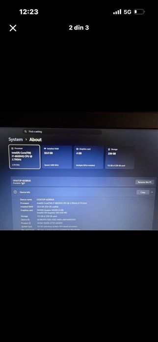 Laptop Dell precision i7