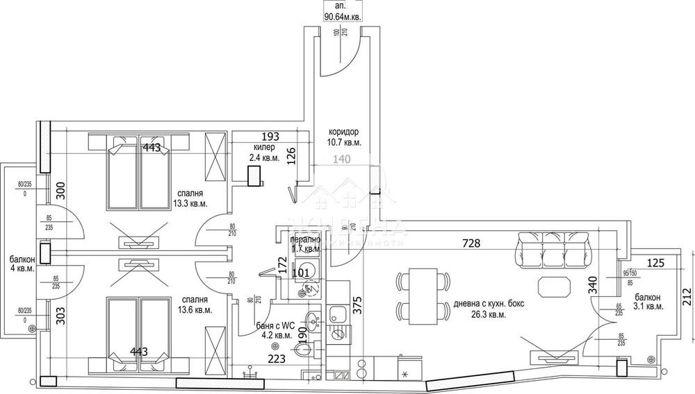 Продава 3-стаен апартамент, в строеж, Цветен квартал, 104 кв.м