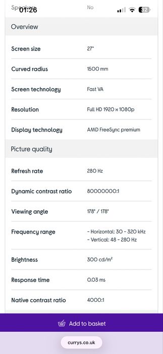 Monitor gaming 280hz