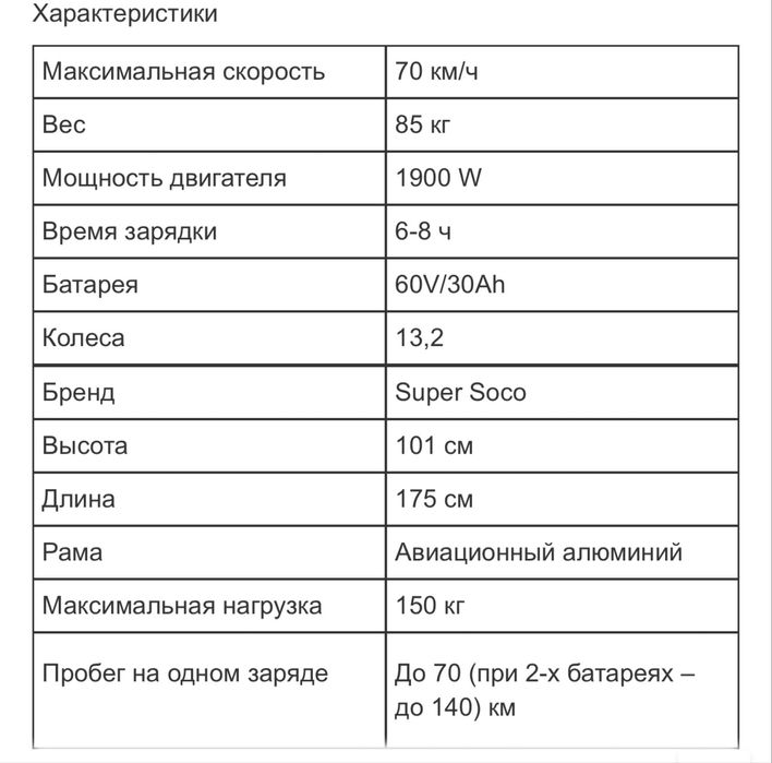 Электрический мотоцикл Super Soco