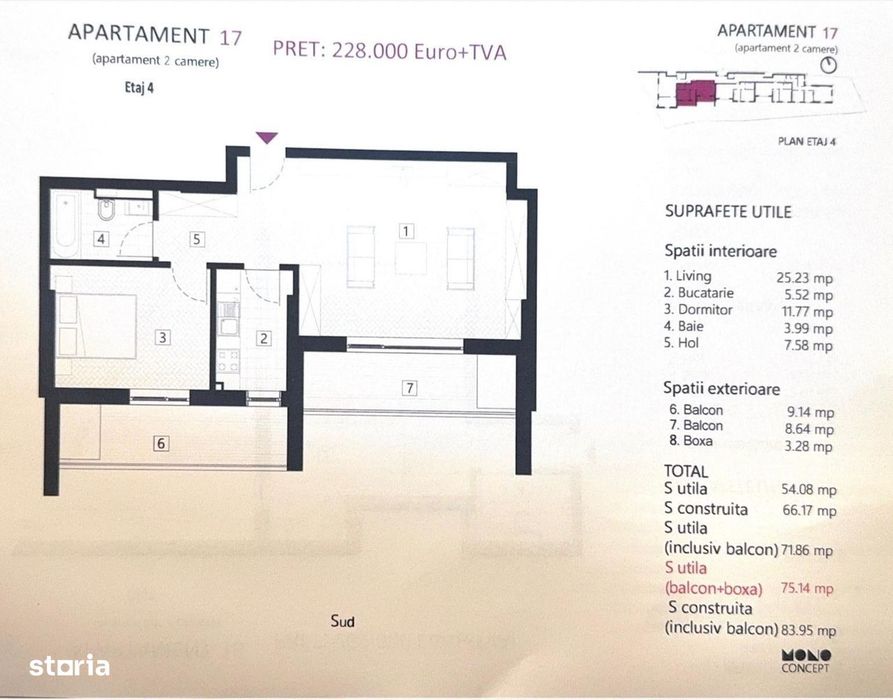 Apartament 2 Camere + 2 Terase | Zona Eminescu | Dacia