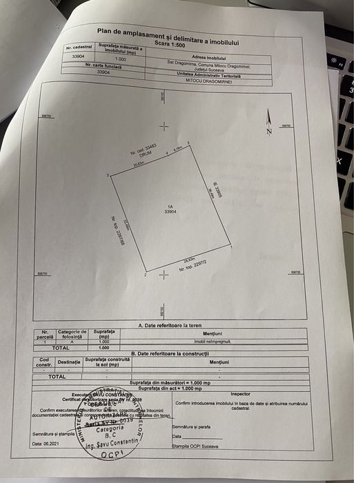 Vand teren 10 ari pentru casa Manastirea Dragomirna 8km de SUCEAVA