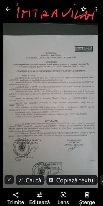 Urziceni - loc de casă ,ocazie investiție,cartier nou 24 locuri casă.