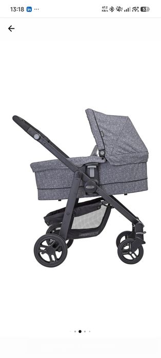 Количка 3в1 Graco Evo Suits Me, Сива с 3 коша и дъждобран