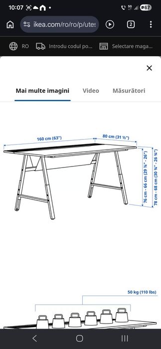Birou negru ikea nou Utespelare