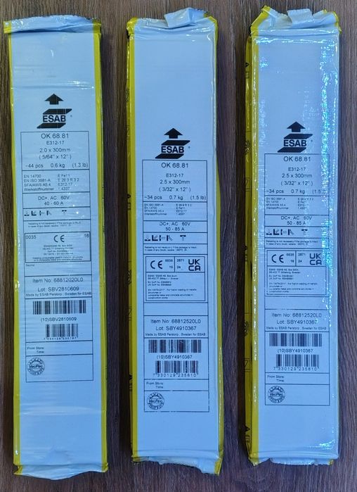 Electrozi ESAB Ok 68.81 Inox 2.0 si 2.5 mm x 300 mm, NOU !