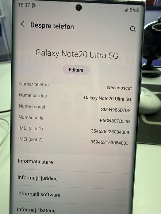 Samsung Note 20 Ultra 256Gb cu 12Gb Ram