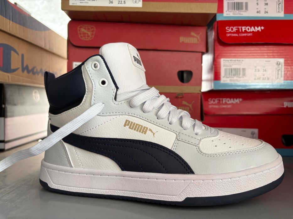 Puma Caven 2.0 Mid – НОВИ с кутия, бяло/тъмносиньо кецове, 36 / 37 / 38