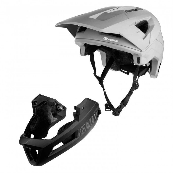 Casca Full Face integrala Force Venom Downhill cu protectie de barbie detasabila 55-58cm