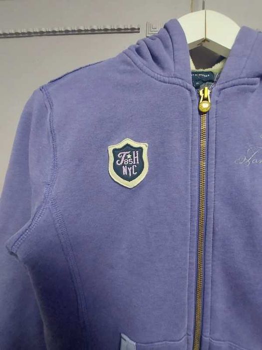 Hanorac Tommy Hilfiger, cu gluga, îmblănit, mov, marimea 16(croiala S)