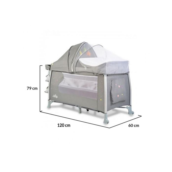 Детска кошара на 2 нива Cangaroo - iSleep, сива. С 2г. гаранция