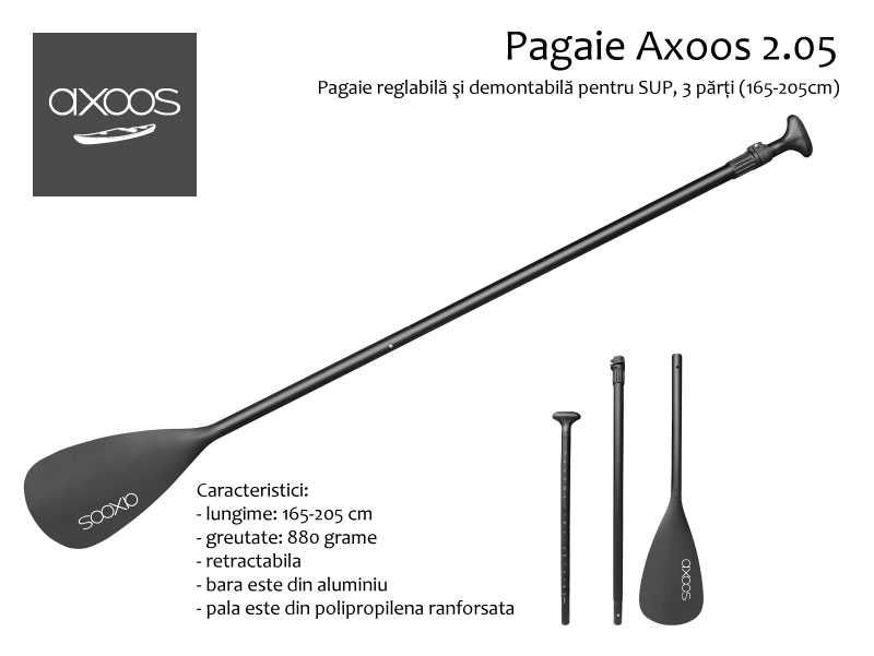 Pagaie reglabilă/demontabilă pt. SUP, 3 părți (165-205cm)