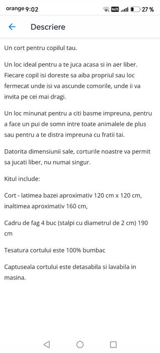 Cort mare fetite