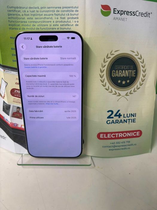 iPhone 16 Pro Max 256gb 100% Bateria (B.61713-Tatarasi) Garantie 2 ani!