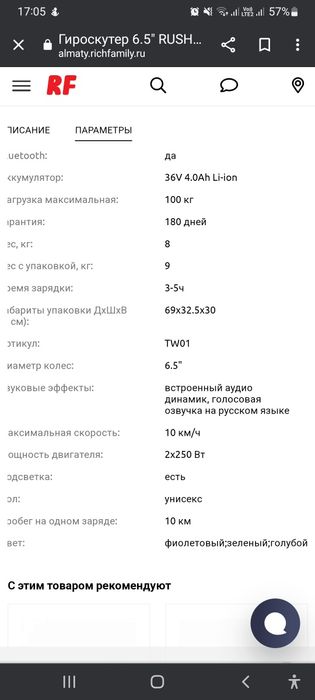 Гироскутер 6.5" RUSH HOUR