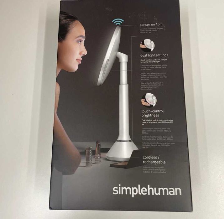Козметично увеличително огледало Simplehuman Sensor Mirror 5x, сензор и тъч контрол