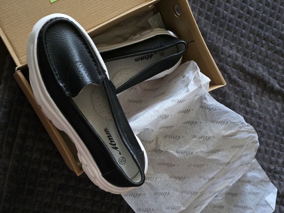 Мокасини тип лоуфари от естествена кожа с дебела подметка